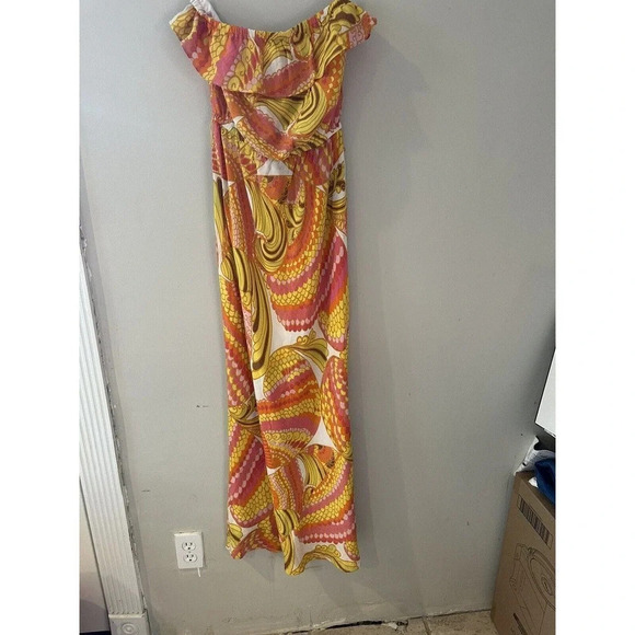 Trina Turk‎ Banana Republic Colab Womans Dress Maxi SZ 2 Yellow Strapless G0182 - Picture 4 of 9